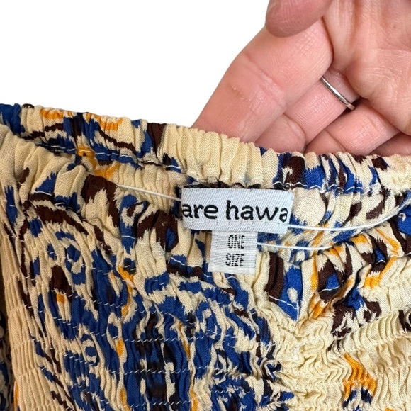 Tiare Hawaii Hollie Off Shoulder Dress in River Cream & Blue OS - Picture 4 of 7